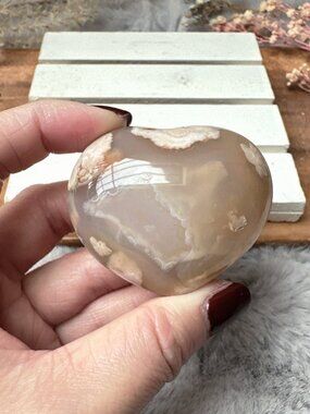 Beautiful Flower Agate Heart